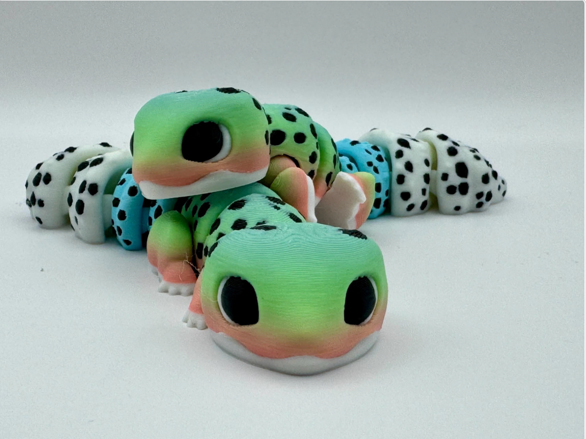 Flexi Leopard Gecko | Articulated Colorful Fidget Animal | Gift for Him/Her | Cute Articulated 3D Printed Desk Toy